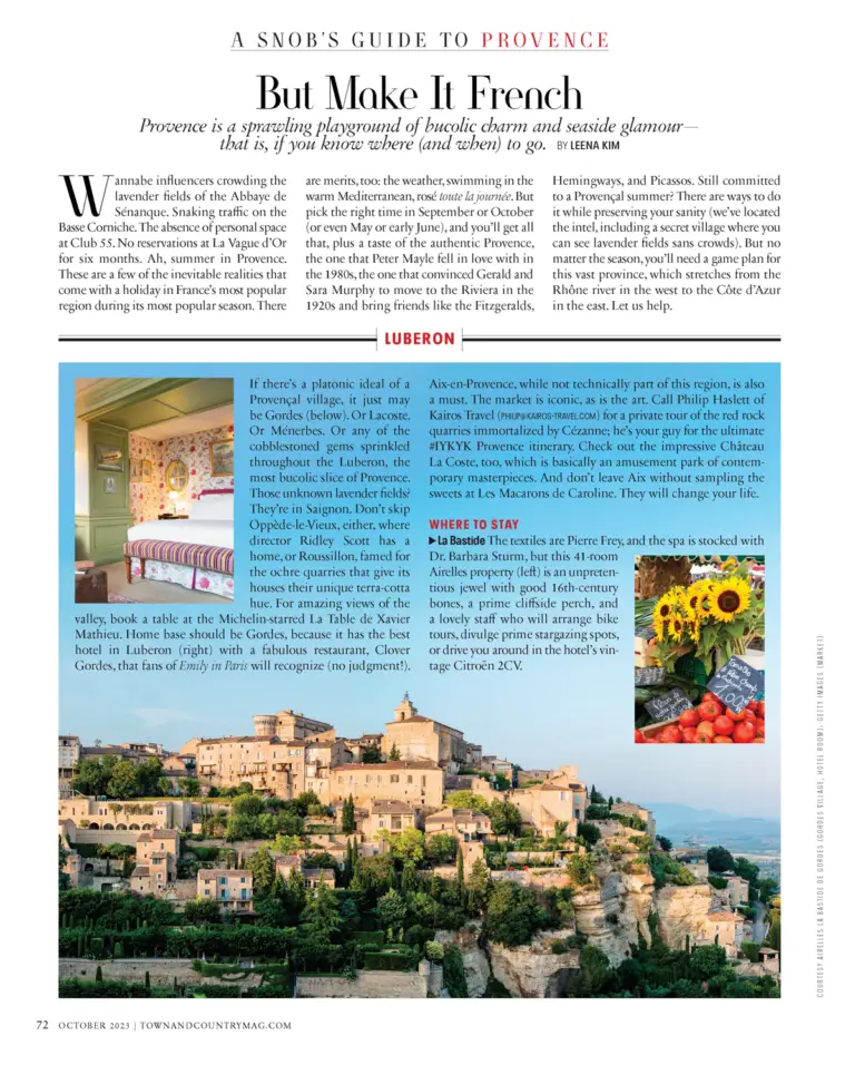 Town and Country Magazine Snobs Guide to Provence